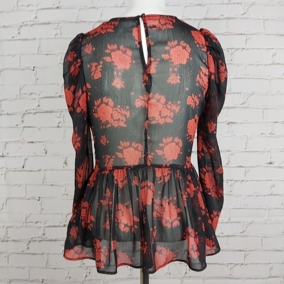 Zara floral black red blouse - Picture 5 of 8